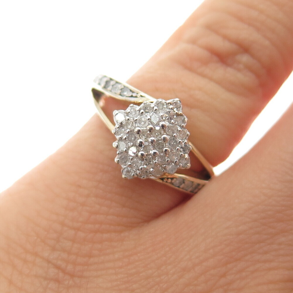 BGE BRADFORD 925 Sterling Silver Gold Plated Real Diamond Ring Size 5.25